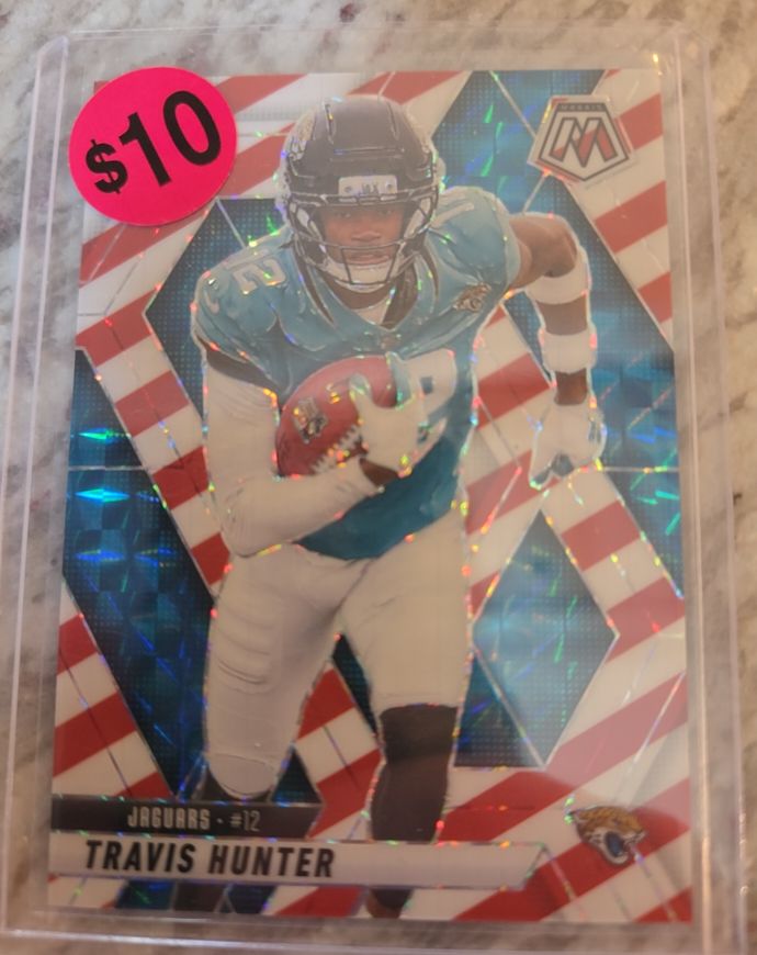 2025 Panini Mosaic #301 Travis Hunter RC Candy Cane Prizm Jacksonville Jaguars — front