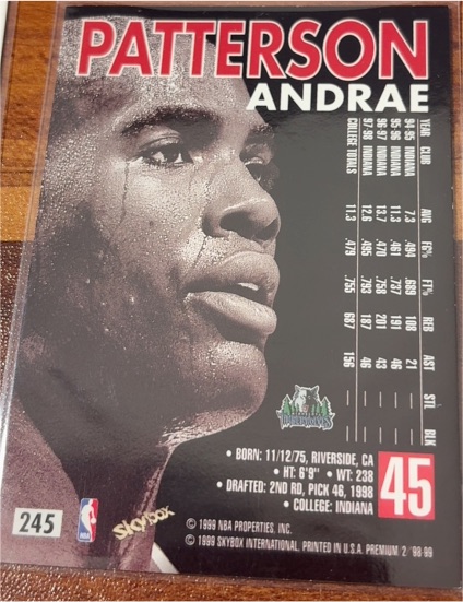 1999 Skybox #245 Andrae Patterson — front