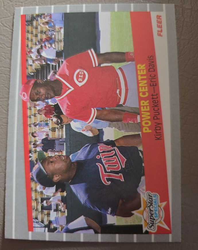 1989 Fleer #639 Power Center Kirby Puckett, Eric Davis — front