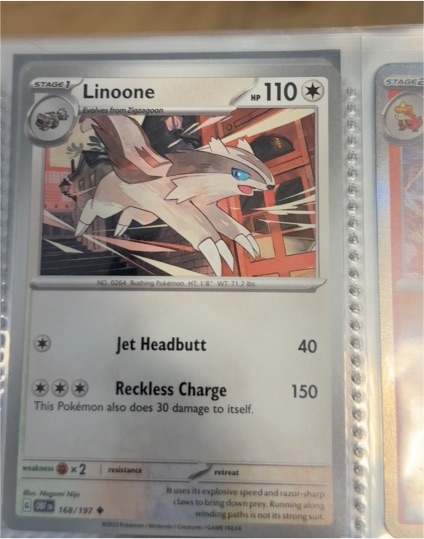 2023 Pokémon SV03 Obsidian Flames #168 Linoone — front