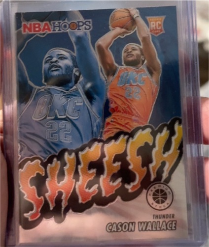2023-24 Panini NBA Hoops Premium Stock #3 Cason Wallace Sheesh Silver Prizm Rookie — front