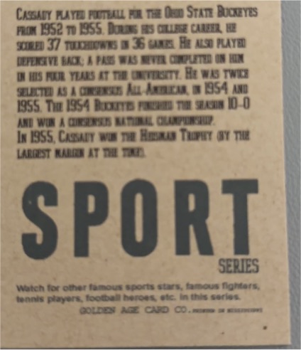1955 All American Sports Club SPORT Series Card — front