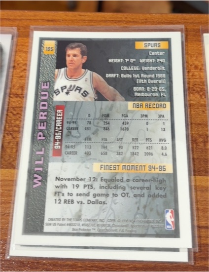 1994-95 Topps Finest #185 Will Perdue — front