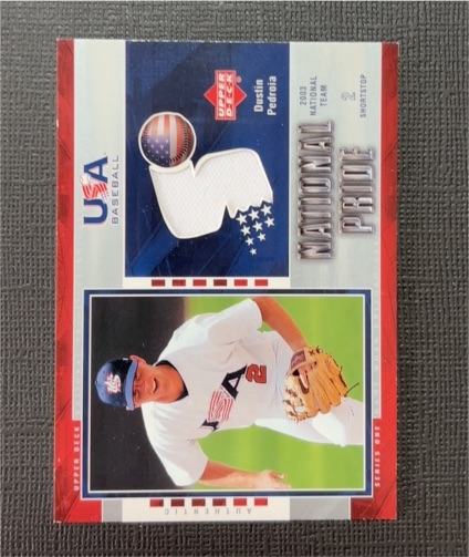 2003 Upper Deck National Pride #NP-22 Dustin Pedroia — front