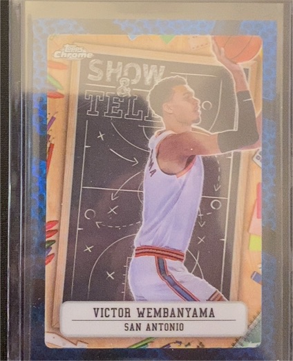 2024-25 Topps Chrome Show and Tell #ST-9 Victor Wembanyama Blue Basketball Refractor — front
