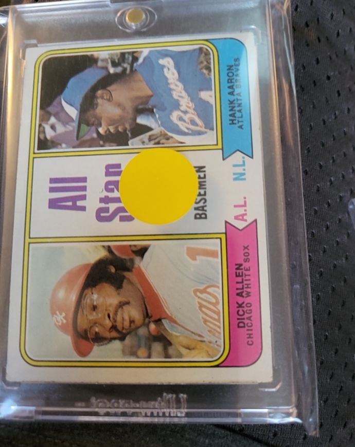 1974 Topps #332 All Star First Basemen Hank Aaron & Dick Allen — front