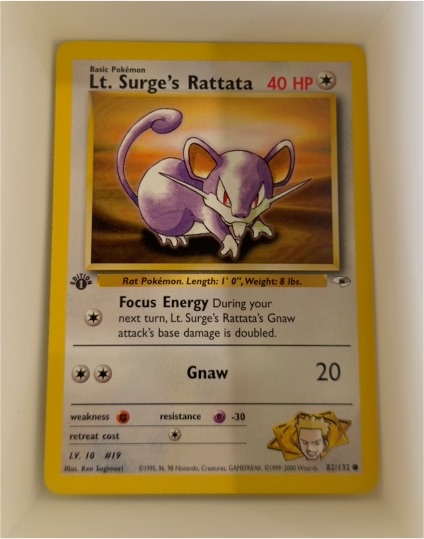 2000 Pokémon Gym Heroes #82 Lt. Surge's Rattata — front