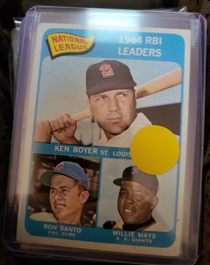 1965 Topps #6 NL 1964 RBI Leaders Ken Boyer Ron Santo Willie Mays — front