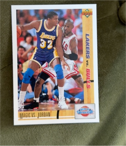 1991 Upper Deck #34 Magic Johnson vs Michael Jordan — front