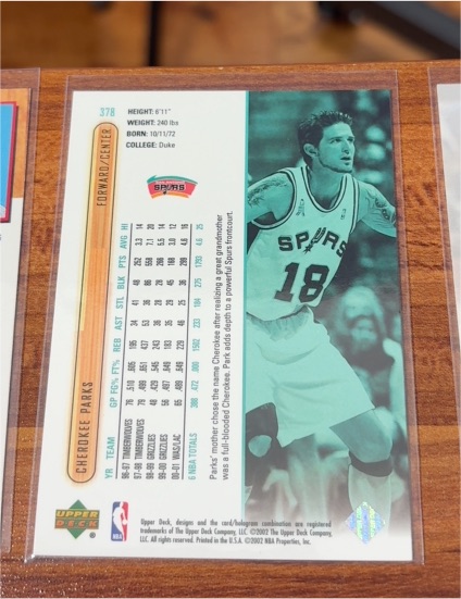 2002 Upper Deck #378 Cherokee Parks — front