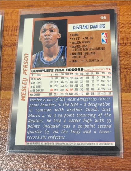 1997-98 NBA Hoops #225 Wesley Person — front