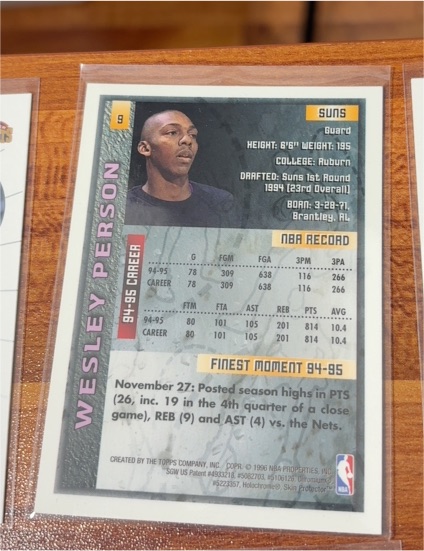 1994-95 Topps NBA Draft Pick Rookie #56 Wesley Person — front