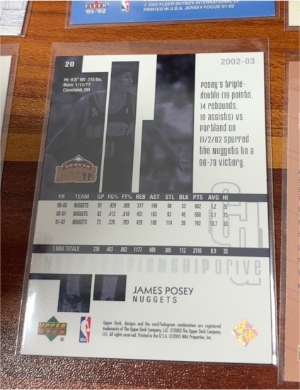 2002-03 Upper Deck Championship Drive #20 James Posey — front