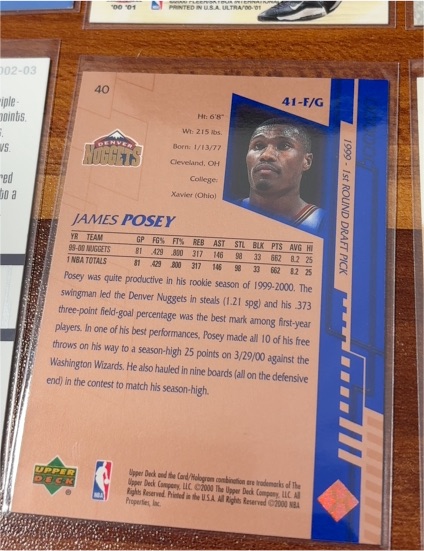 1999-00 Upper Deck #40 James Posey — front