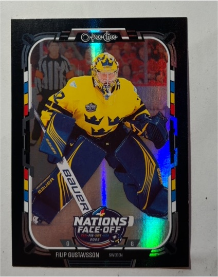 2025-26 O-Pee-Chee 4 Nations Face-Off #502 Filip Gustavsson — front