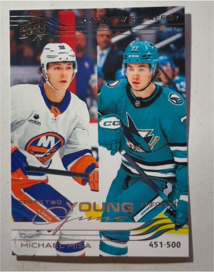2025-26 Upper Deck Series 2 #500 Matthew Schaefer Michael Misa Young Guns Checklist — front