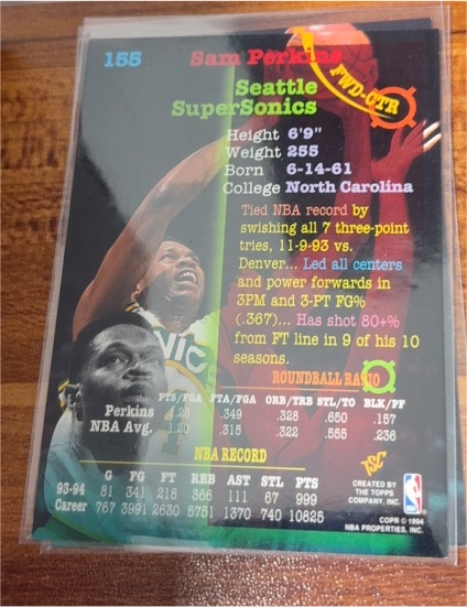 1994-95 Topps Stadium Club #155 Sam Perkins — front