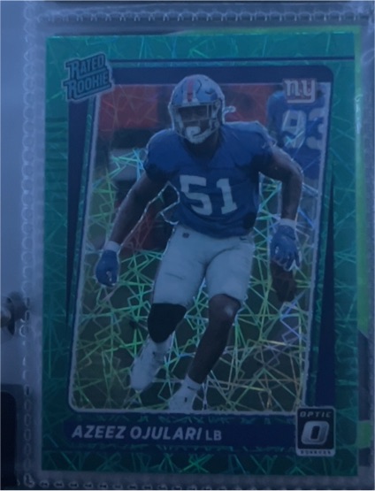 2021 Donruss Optic #273 Azeez Ojulari Green Velocity Prizm Rated Rookie — front