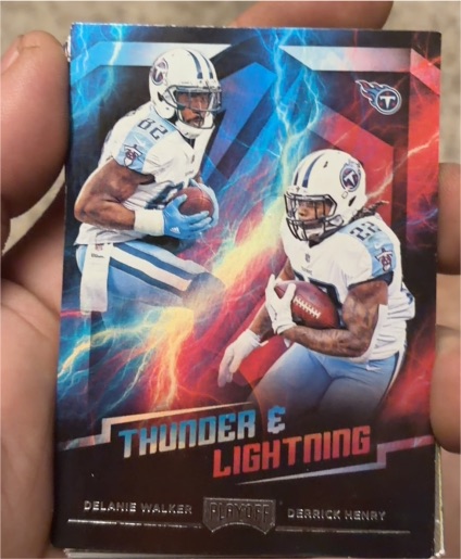 2018 Panini Playoff #19 Delanie Walker / Derrick Henry Thunder & Lightning — front