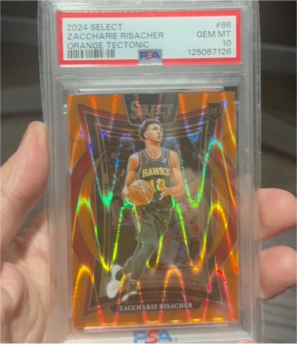 2024 Panini Select #86 Zaccharie Risacher Orange Tectonic — front