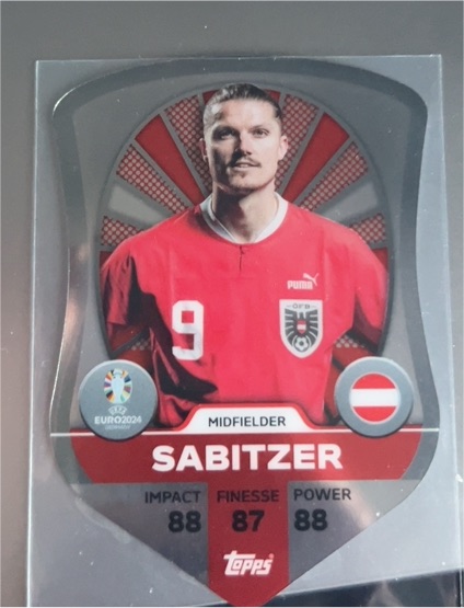 2024 Topps Match Attax UEFA Euro Chrome Pro Elite Shield #SC1 Marcel Sabitzer — front