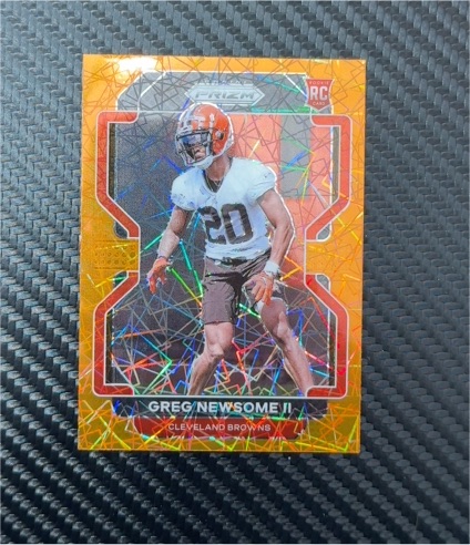 2021 Panini Prizm #376 Greg Newsome II Orange Lazer Rookie — front