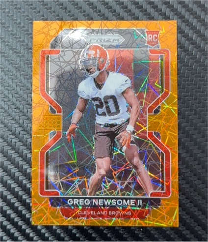 2021 Panini Prizm #376 Greg Newsome II Orange Laser Rookie Cleveland Browns — front