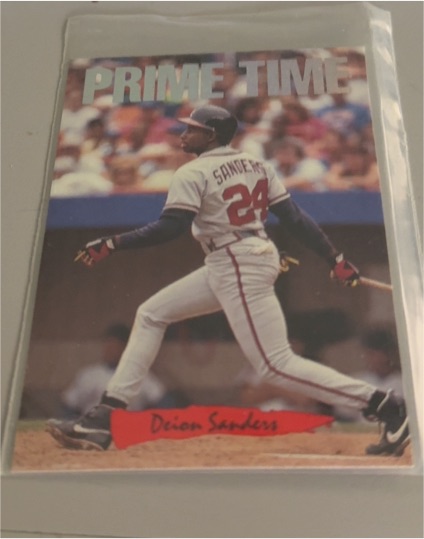 1993 Leaf Triple Play #8 Deion Sanders Prime Time Atlanta Braves — front