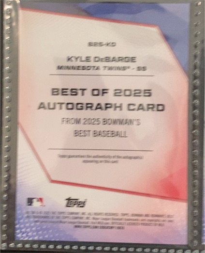 2025 Bowman's Best #B25-KD Kyle DeBarge — front