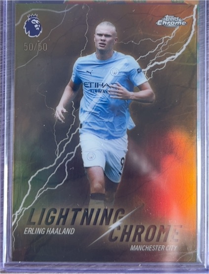 2026 Topps Chrome Premier League Lightning Chrome #50 Erling Haaland — front