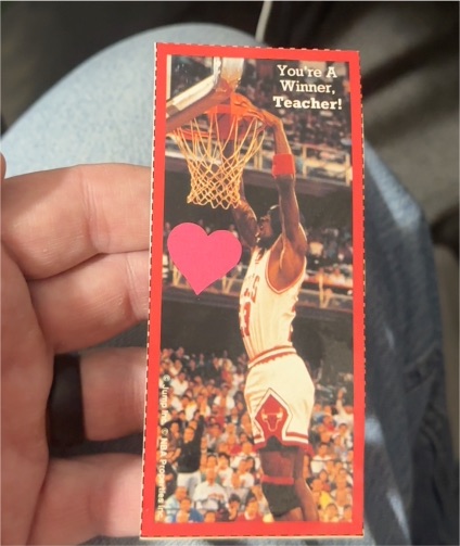 1989 Cleo Valentines Jump Inc Michael Jordan You're A Winner, Teacher! Red Ed — front