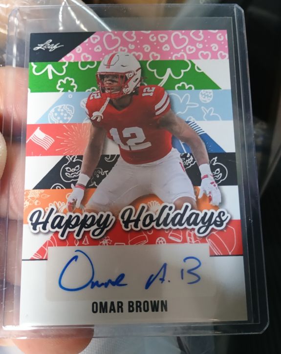 2025 Leaf Holiday Autographs #BA-OB2 Omar Brown — front