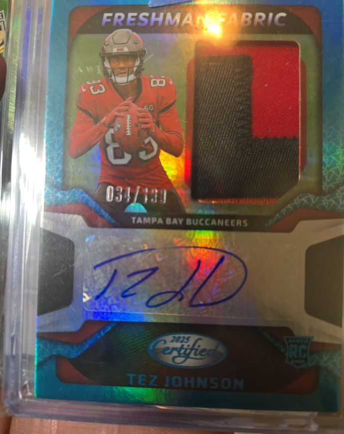 2025 Panini Certified Freshman Fabric #FBC-TJN Tez Johnson — front