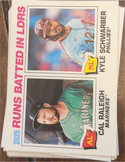 2026 Topps Heritage 2025 Runs Batted In LDRS #3 Cal Raleigh Kyle Schwarber — front