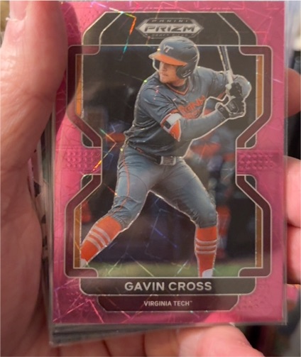 2022 Panini Prizm Draft Picks #PDP9 Gavin Cross Neon Pink Velocity — front
