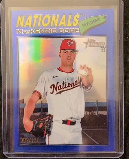 2026 Topps Heritage #294 MacKenzie Gore Blue Refractor Nationals — front