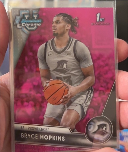 2023-24 Bowman Chrome University #70 Bryce Hopkins Pink Refractor — front