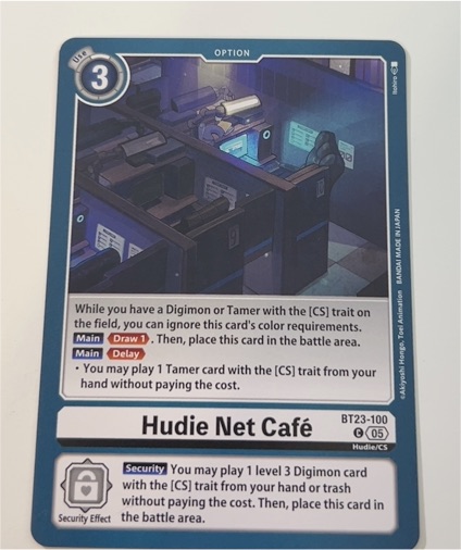 2023 Digimon Card Game BT23-100 Hudie Net Cafe — front