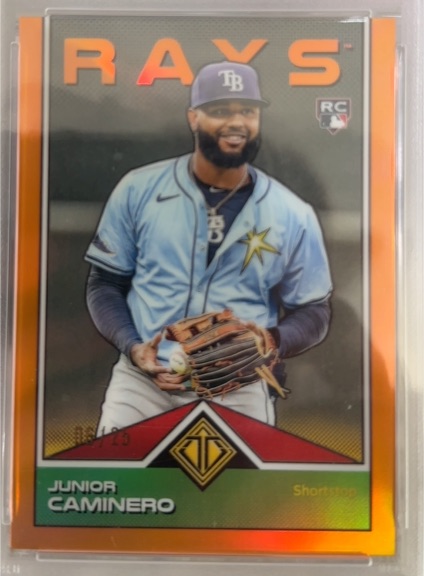 2024 Topps Transcendent Junior Caminero RC ICONS VARIATION Orange #14/25 — front