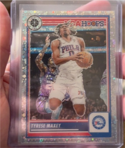 2023-24 Panini NBA Hoops Premium Stock #144 Tyrese Maxey — front