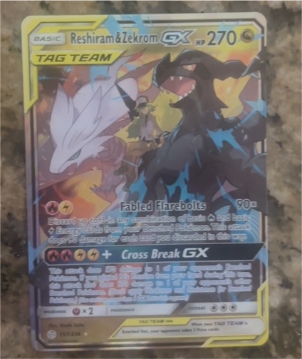 2019 Pokémon TCG Cosmic Eclipse #157 Reshiram & Zekrom GX — front