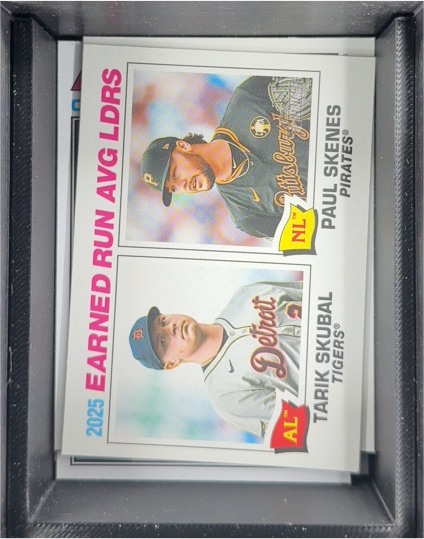 2026 Topps Heritage #7 Paul Skenes Tarik Skubal 2025 Earned Run Avg Leaders — front