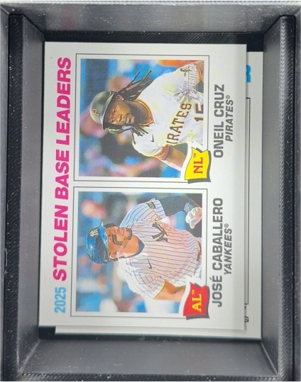 2026 Topps Heritage #4 2025 Stolen Base Leaders Jose Caballero / Oneil Cruz — front