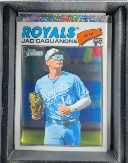 2026 Topps Heritage #136 Jac Caglianone Chrome White RC Kansas City Royals — front