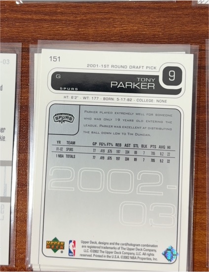 2001 Upper Deck #151 Tony Parker — front
