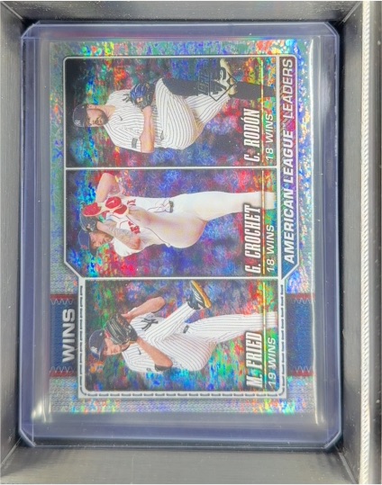 2026 Topps Series 1 #130 American League Wins Leaders Max Fried/Garrett Crochet/Carlos Rodon — front