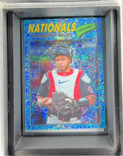 2026 Topps Heritage #201 Keibert Ruiz Blue Sparkle Parallel — front
