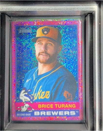 2025 Topps Heritage Chrome #402 Brice Turang — front
