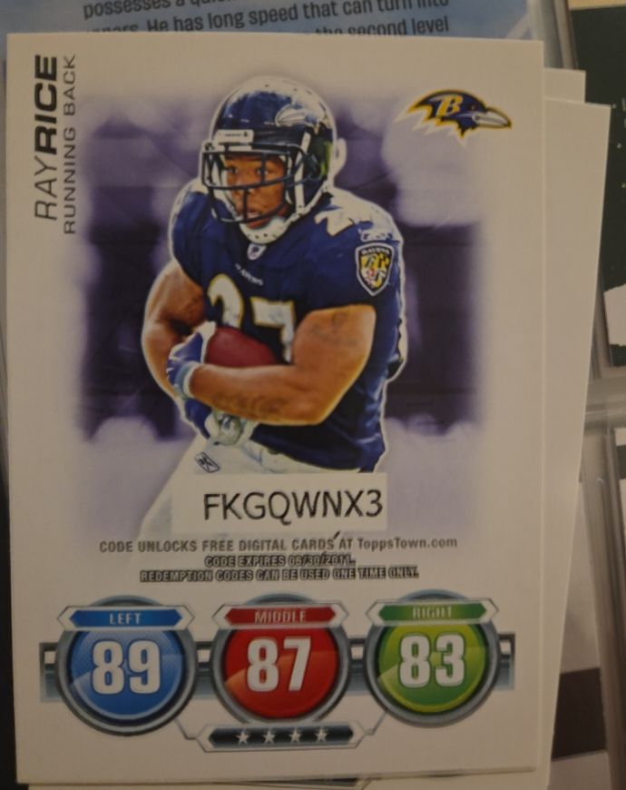 2010 Topps Attax Code Card Ray Rice — front