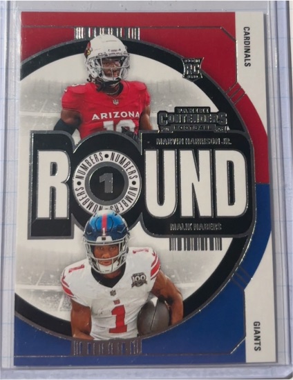2024 Panini Contenders #2 Marvin Harrison Jr. / Malik Nabers Round Numbers — front